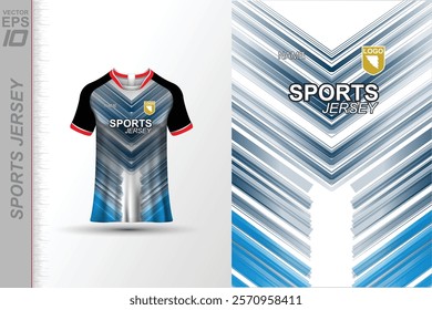 Modern ready-to-print jersey design with dynamic lines and vibrant colors. Perfect for football, basketball, cycling, or sportswear. High-quality, customizable vector file for instant printing.