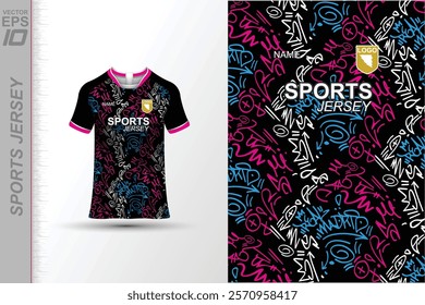 Modern ready-to-print jersey design with dynamic lines and vibrant colors. Perfect for football, basketball, cycling, or sportswear. High-quality, customizable vector file for instant printing.