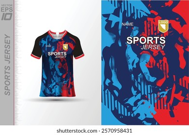 Modern ready-to-print jersey design with dynamic lines and vibrant colors. Perfect for football, basketball, cycling, or sportswear. High-quality, customizable vector file for instant printing.