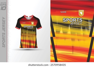 Modern ready-to-print jersey design with dynamic lines and vibrant colors. Perfect for football, basketball, cycling, or sportswear. High-quality, customizable vector file for instant printing.