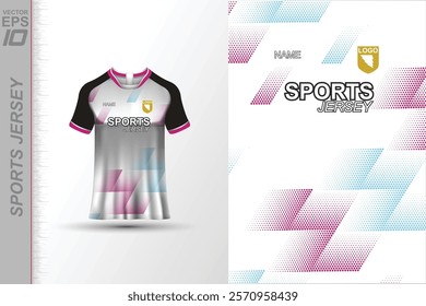 Modern ready-to-print jersey design with dynamic lines and vibrant colors. Perfect for football, basketball, cycling, or sportswear. High-quality, customizable vector file for instant printing.