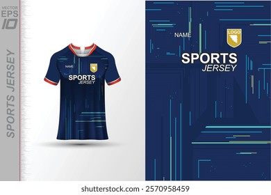 Modern ready-to-print jersey design with dynamic lines and vibrant colors. Perfect for football, basketball, cycling, or sportswear. High-quality, customizable vector file for instant printing.