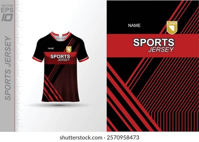 Modern ready-to-print jersey design with dynamic lines and vibrant colors. Perfect for football, basketball, cycling, or sportswear. High-quality, customizable vector file for instant printing.