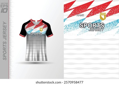 Modern ready-to-print jersey design with dynamic lines and vibrant colors. Perfect for football, basketball, cycling, or sportswear. High-quality, customizable vector file for instant printing.