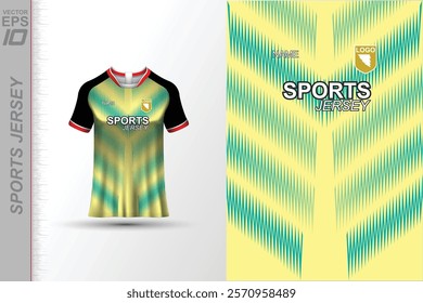 Modern ready-to-print jersey design with dynamic lines and vibrant colors. Perfect for football, basketball, cycling, or sportswear. High-quality, customizable vector file for instant printing.