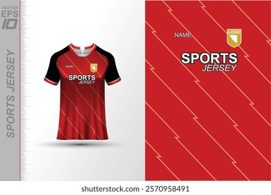 Modern ready-to-print jersey design with dynamic lines and vibrant colors. Perfect for football, basketball, cycling, or sportswear. High-quality, customizable vector file for instant printing.