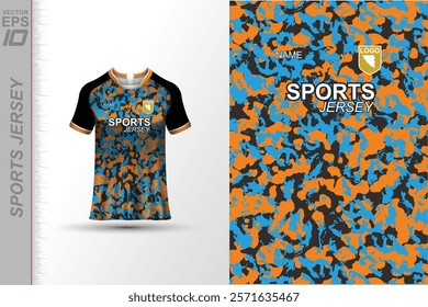 Modern ready-to-print jersey design with dynamic lines and vibrant colors. Perfect for football, basketball, cycling, or sportswear. High-quality, customizable vector file for instant printing.