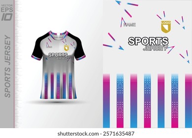 Modern ready-to-print jersey design with dynamic lines and vibrant colors. Perfect for football, basketball, cycling, or sportswear. High-quality, customizable vector file for instant printing.