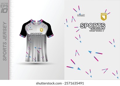 Modern ready-to-print jersey design with dynamic lines and vibrant colors. Perfect for football, basketball, cycling, or sportswear. High-quality, customizable vector file for instant printing.