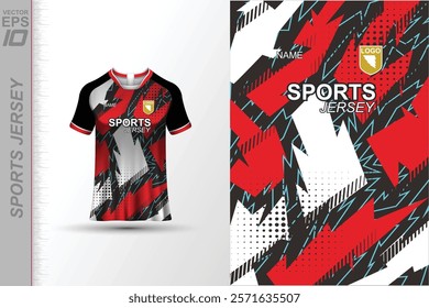 Modern ready-to-print jersey design with dynamic lines and vibrant colors. Perfect for football, basketball, cycling, or sportswear. High-quality, customizable vector file for instant printing.