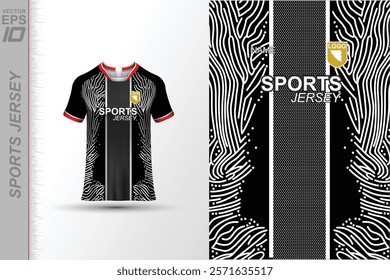 Modern ready-to-print jersey design with dynamic lines and vibrant colors. Perfect for football, basketball, cycling, or sportswear. High-quality, customizable vector file for instant printing.