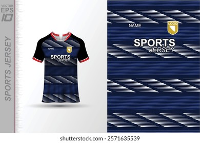 Modern ready-to-print jersey design with dynamic lines and vibrant colors. Perfect for football, basketball, cycling, or sportswear. High-quality, customizable vector file for instant printing.