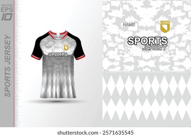 Modern ready-to-print jersey design with dynamic lines and vibrant colors. Perfect for football, basketball, cycling, or sportswear. High-quality, customizable vector file for instant printing.