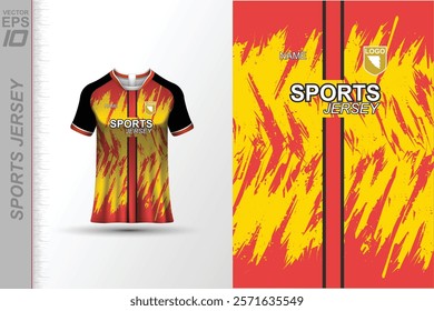 Modern ready-to-print jersey design with dynamic lines and vibrant colors. Perfect for football, basketball, cycling, or sportswear. High-quality, customizable vector file for instant printing.