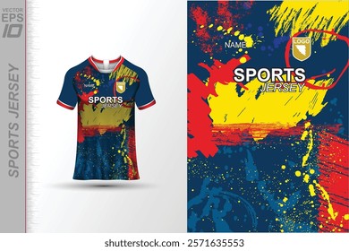 Modern ready-to-print jersey design with dynamic lines and vibrant colors. Perfect for football, basketball, cycling, or sportswear. High-quality, customizable vector file for instant printing.