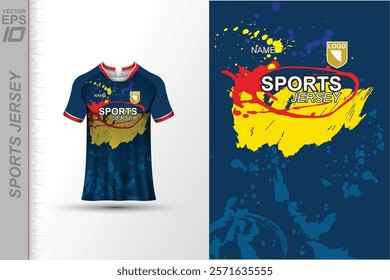 Modern ready-to-print jersey design with dynamic lines and vibrant colors. Perfect for football, basketball, cycling, or sportswear. High-quality, customizable vector file for instant printing.