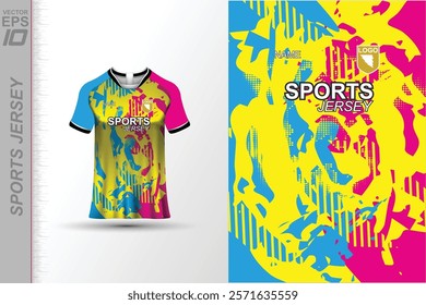 Modern ready-to-print jersey design with dynamic lines and vibrant colors. Perfect for football, basketball, cycling, or sportswear. High-quality, customizable vector file for instant printing.