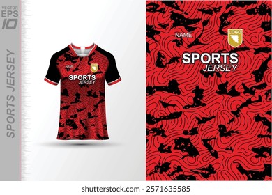 Modern ready-to-print jersey design with dynamic lines and vibrant colors. Perfect for football, basketball, cycling, or sportswear. High-quality, customizable vector file for instant printing.