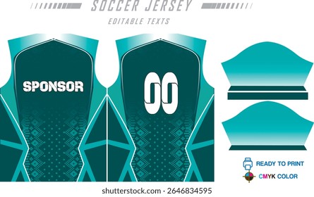 Modern ready-to-print jersey design with dynamic lines and vibrant colors. Perfect for football, basketball, cycling, or sportswear. High-quality, customizable vector file for instant printing.