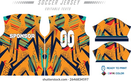 Modern ready-to-print jersey design with dynamic lines and vibrant colors. Perfect for football, basketball, cycling, or sportswear. High-quality, customizable vector file for instant printing.