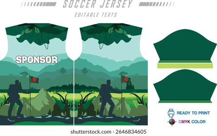 Modern ready-to-print jersey design with dynamic lines and vibrant colors. Perfect for football, basketball, cycling, or sportswear. High-quality, customizable vector file for instant printing.