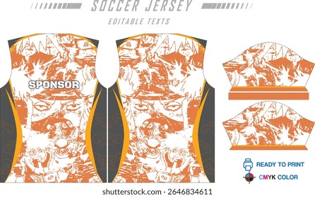 Modern ready-to-print jersey design with dynamic lines and vibrant colors. Perfect for football, basketball, cycling, or sportswear. High-quality, customizable vector file for instant printing.