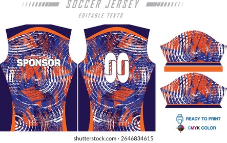 Modern ready-to-print jersey design with dynamic lines and vibrant colors. Perfect for football, basketball, cycling, or sportswear. High-quality, customizable vector file for instant printing.