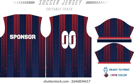 Modern ready-to-print jersey design with dynamic lines and vibrant colors. Perfect for football, basketball, cycling, or sportswear. High-quality, customizable vector file for instant printing.