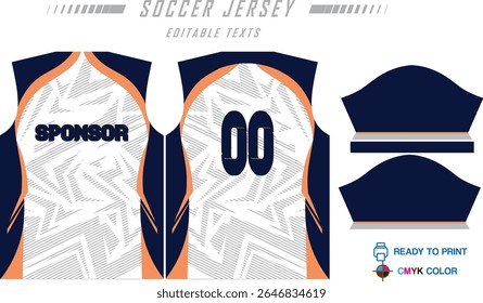 Modern ready-to-print jersey design with dynamic lines and vibrant colors. Perfect for football, basketball, cycling, or sportswear. High-quality, customizable vector file for instant printing.