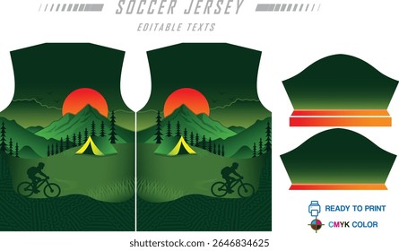 Modern ready-to-print jersey design with dynamic lines and vibrant colors. Perfect for football, basketball, cycling, or sportswear. High-quality, customizable vector file for instant printing.
