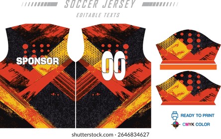Modern ready-to-print jersey design with dynamic lines and vibrant colors. Perfect for football, basketball, cycling, or sportswear. High-quality, customizable vector file for instant printing.