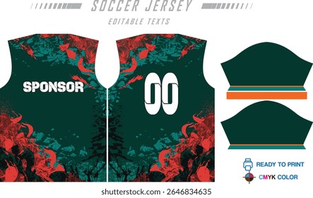 Modern ready-to-print jersey design with dynamic lines and vibrant colors. Perfect for football, basketball, cycling, or sportswear. High-quality, customizable vector file for instant printing.