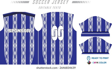 Modern ready-to-print jersey design with dynamic lines and vibrant colors. Perfect for football, basketball, cycling, or sportswear. High-quality, customizable vector file for instant printing.