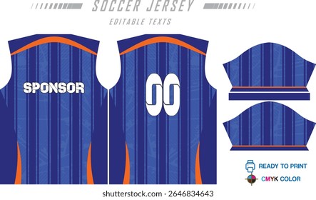 Modern ready-to-print jersey design with dynamic lines and vibrant colors. Perfect for football, basketball, cycling, or sportswear. High-quality, customizable vector file for instant printing.