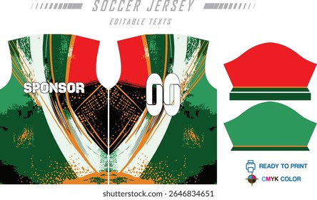 Modern ready-to-print jersey design with dynamic lines and vibrant colors. Perfect for football, basketball, cycling, or sportswear. High-quality, customizable vector file for instant printing.