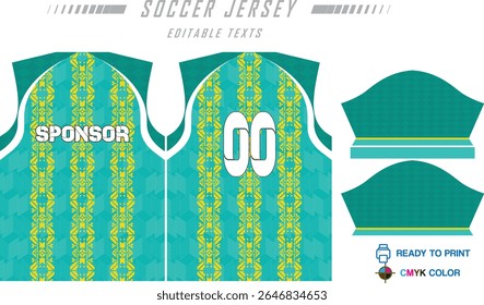 Modern ready-to-print jersey design with dynamic lines and vibrant colors. Perfect for football, basketball, cycling, or sportswear. High-quality, customizable vector file for instant printing.