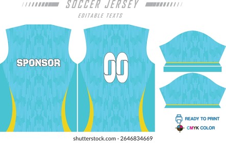 Modern ready-to-print jersey design with dynamic lines and vibrant colors. Perfect for football, basketball, cycling, or sportswear. High-quality, customizable vector file for instant printing.