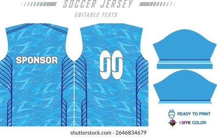 Modern ready-to-print jersey design with dynamic lines and vibrant colors. Perfect for football, basketball, cycling, or sportswear. High-quality, customizable vector file for instant printing.