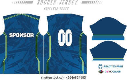 Modern ready-to-print jersey design with dynamic lines and vibrant colors. Perfect for football, basketball, cycling, or sportswear. High-quality, customizable vector file for instant printing.