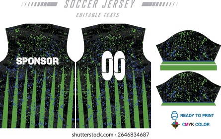 Modern ready-to-print jersey design with dynamic lines and vibrant colors. Perfect for football, basketball, cycling, or sportswear. High-quality, customizable vector file for instant printing.