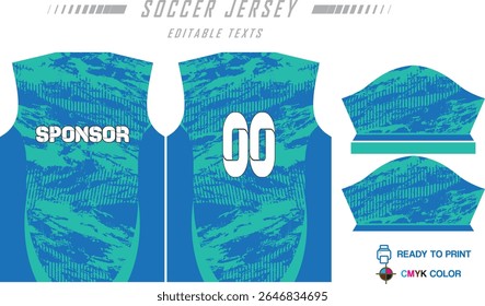Modern ready-to-print jersey design with dynamic lines and vibrant colors. Perfect for football, basketball, cycling, or sportswear. High-quality, customizable vector file for instant printing.