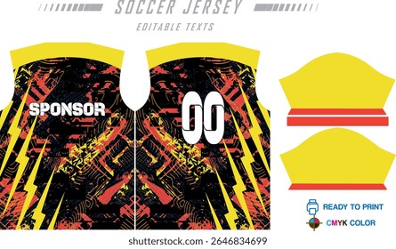 Modern ready-to-print jersey design with dynamic lines and vibrant colors. Perfect for football, basketball, cycling, or sportswear. High-quality, customizable vector file for instant printing.