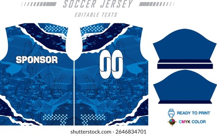Modern ready-to-print jersey design with dynamic lines and vibrant colors. Perfect for football, basketball, cycling, or sportswear. High-quality, customizable vector file for instant printing.