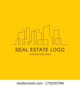 Modern real estate Building inspirational logo designs with line designs simple continuous line vector illustration