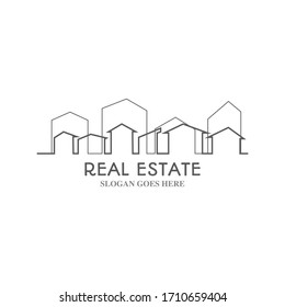 Modern real estate Building inspirational logo designs with line designs simple continuous line vector illustration