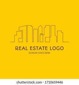 Modern real estate Building inspirational logo designs with line designs simple continuous line vector illustration