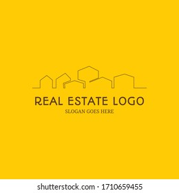 Modern real estate Building inspirational logo designs with line designs simple continuous line vector illustration