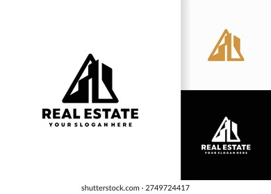 Modern Real Estate Building Triangle Logo Geometric Property Construction Brand Identity
