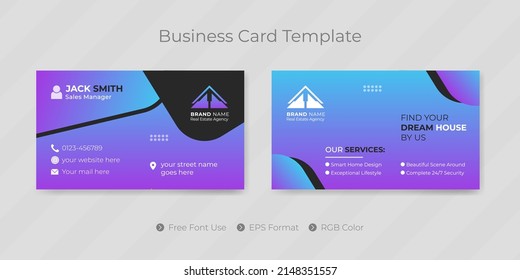 Modern Real estate business card design or company visiting name card template