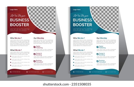 Modern Real Estate Business Flyer Design, Two Color, Vector Template, A4 Size,  Shape Layout.